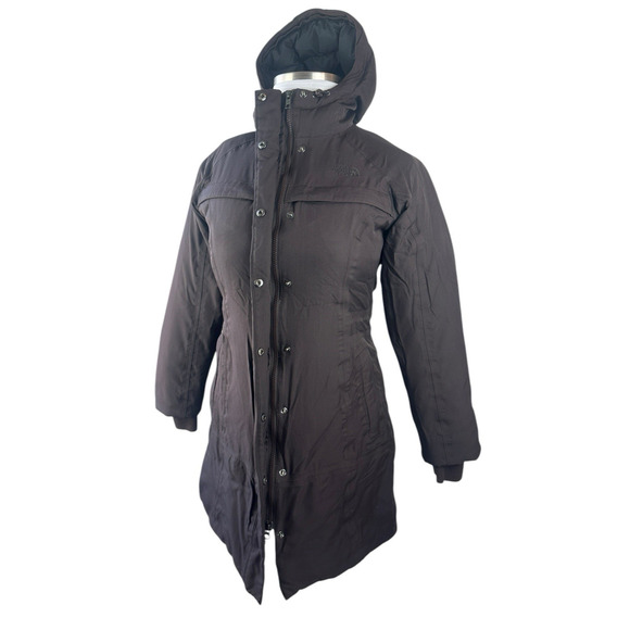 The North Face Parka Coat HyVent Goose Down Hooded Brown Winter Women’s Small - Picture 2 of 16